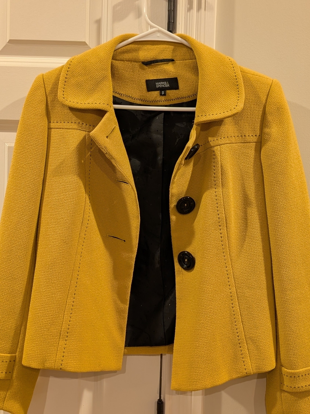 Marks & Spencer Vintage Mustard Yellow Textured Women's Blazer